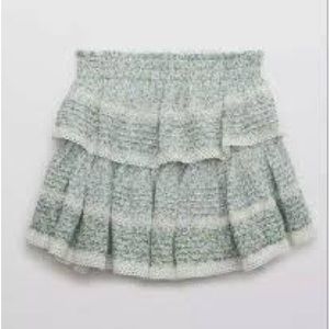 Aerie rock n’ ruffle mini skirt - green floral pattern